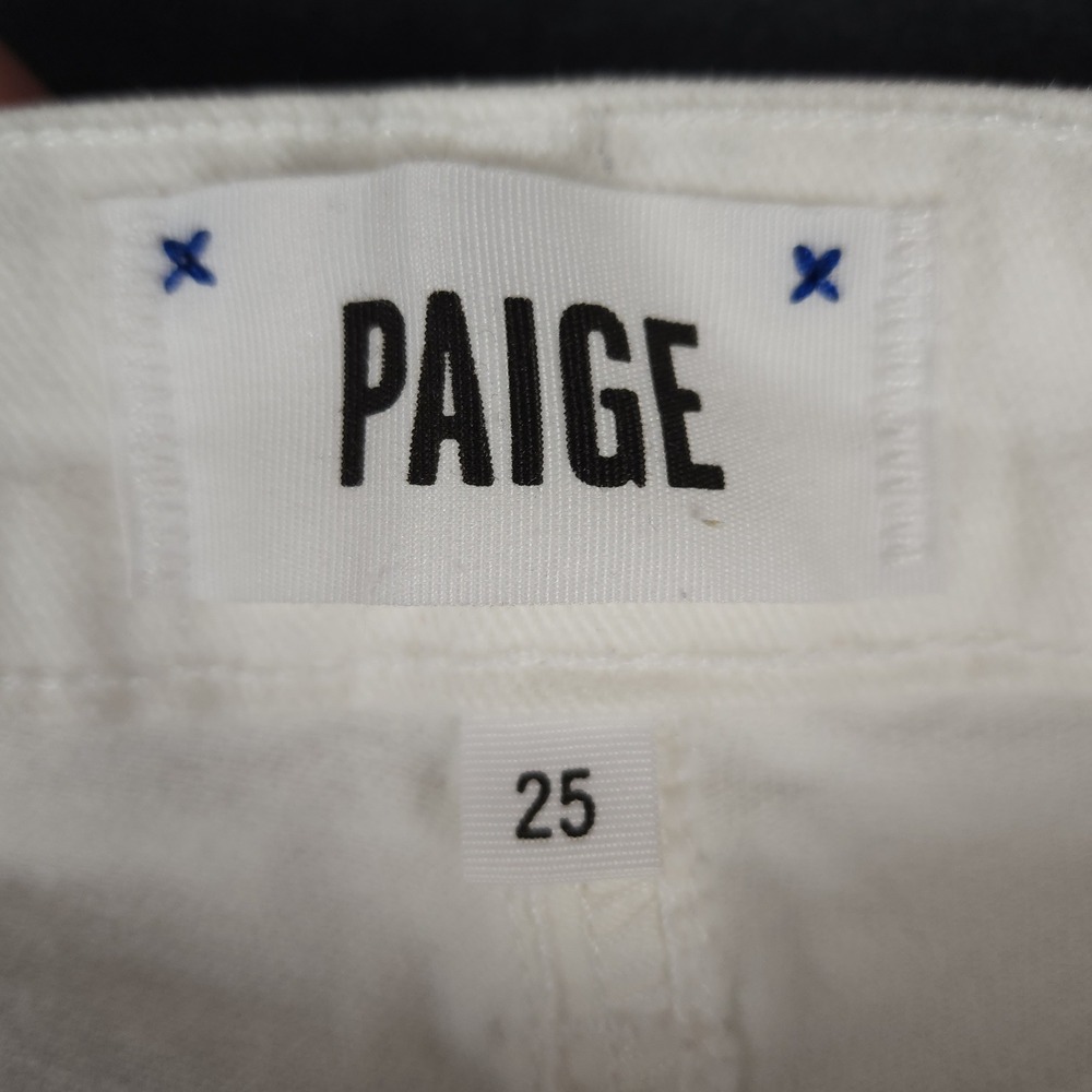 PAIGE Verdugo Ultra Skinny Cream Jeans Blue Patchwork Embellishment‎ Size 25 - Picture 8 of 10